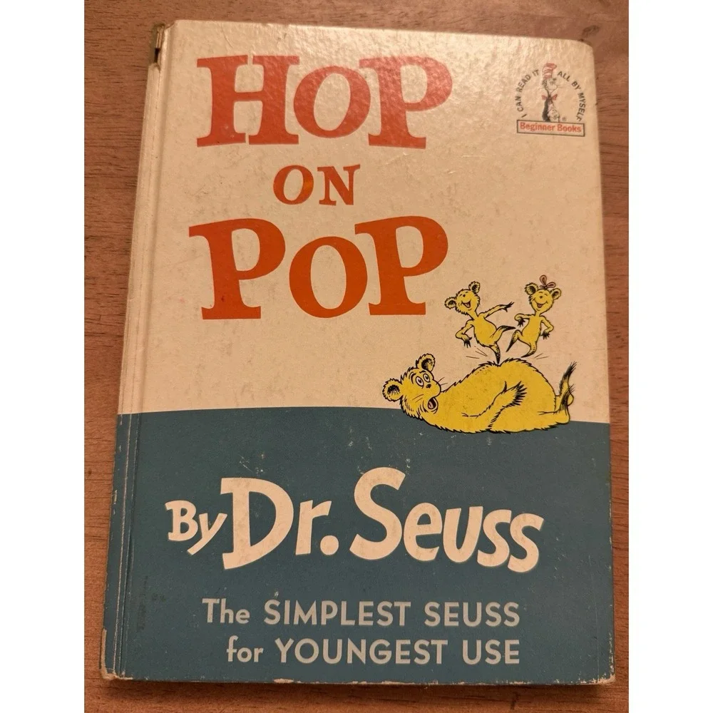 Vintage 1963 Dr Seuss Hop On Pop‎ 1st Edition Hardcover Children's Beginner Book